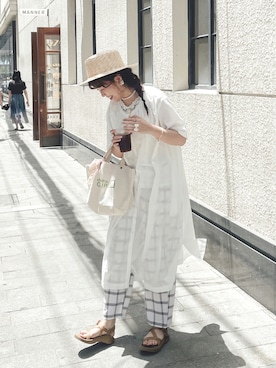 「日系极简」｜「アイテム（サンダル）」を使った、Mirukuさん（レディース・160cm）の夏コーディネート