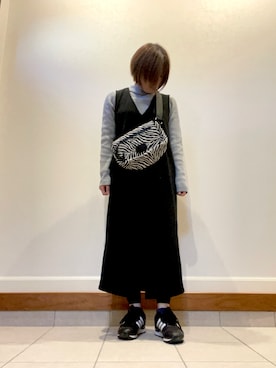 「Honeys（ハニーズ）のアイテム（ジャンパースカート）」を使った、aiaiさん（レディース・153cm）の冬コーディネート