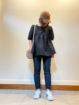 「ぺプラムトップス」｜「アイテム（キャップ）」を使った、aiaiさん（レディース・153cm）の秋コーディネート
