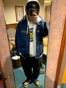 「アイテム（カーゴパンツ）」を使った、kazu☆７３さん（メンズ・173cm）の冬コーディネート