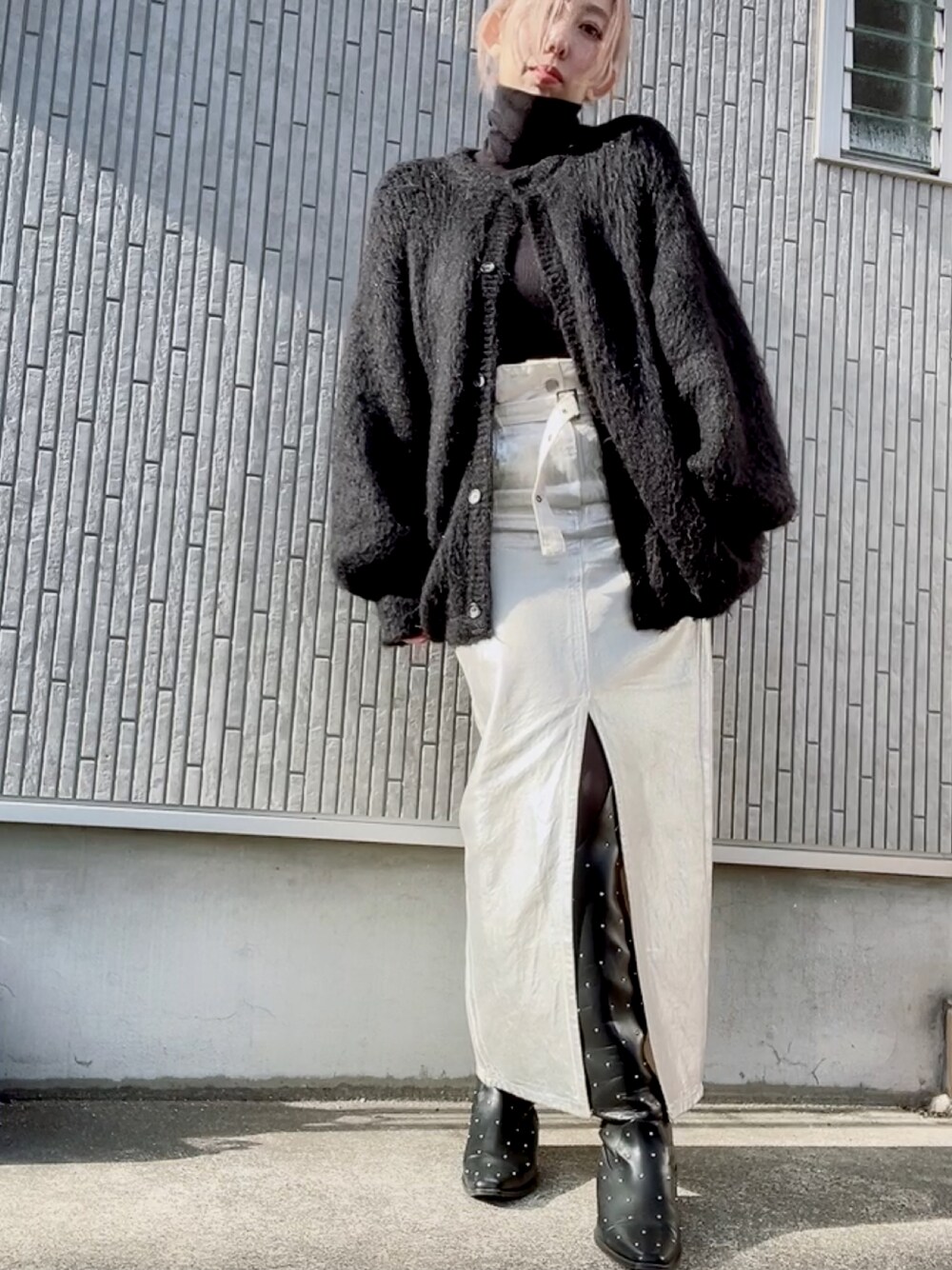 Ameri（アメリ）の「2WAY MOHAIR SHAGGY KNIT（カーディガン