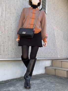 「Ameri（アメリ）のアイテム（カーディガン/ボレロ）」を使った、Yukiさん（レディース・161cm）の冬コーディネート