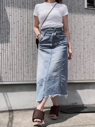 Ameri（アメリ）の「FOLD DENIM SKIRT（デニムスカート）」 - WEAR