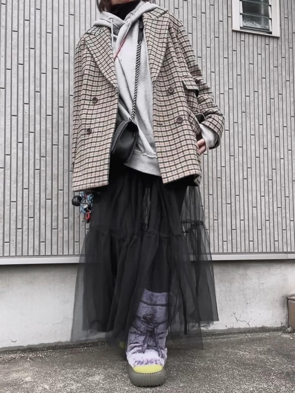 Ameri（アメリ）の「CHECK ECO WOOL BIG JACKET（テーラード