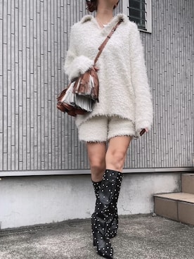 「Ameri（アメリ）のアイテム（ニット/セーター）」を使った、Yukiさん（レディース・161cm）の秋コーディネート