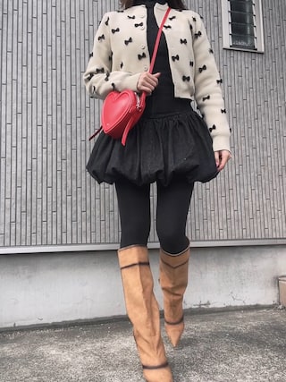 トップス Ameri VINTAGE MANY RIBBON SHORT KNIT TOP Ameri（アメリ）の「MANY RIBBON SHORT KNIT TOP（ニット