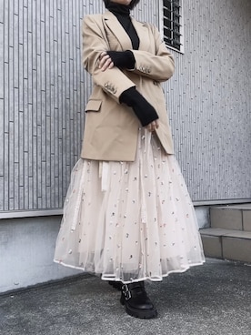 「Ameri（アメリ）のアイテム（アームカバー）」を使った、Yukiさん（レディース・161cm）の秋コーディネート