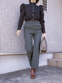 Ameri（アメリ）の「UND POWER SHOULDER LACE BLOUSE（シャツ