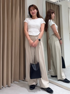 「CAPRICIEUX LE'MAGE（カプリシューレマージュ）のコルセットT（Tシャツ/カットソー、ホワイト系）」を使った、mutsumi_lemageさん（レディース・164cm）の夏コーディネート