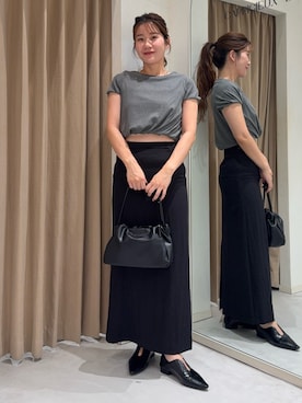 「CAPRICIEUX LE'MAGE（カプリシューレマージュ）のツイストバルーンT（Tシャツ/カットソー、グレー系）」を使った、mutsumi_lemageさん（レディース・164cm）の夏コーディネート