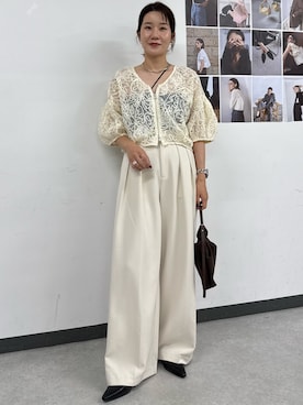 「アイテム（ジャケット/アウター、ホワイト系）」を使った、mutsumi_lemageさん（レディース・164cm）の夏コーディネート