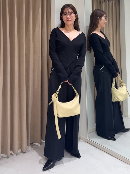 ニットチャコールMEG様 洗える】シアーギャザー ハイネック ニット （ニット・セーター