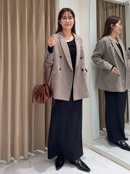 カプリッシュレマージュ ツイードジャケット グレージュ フリーサイズ