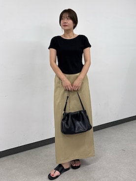 「CAPRICIEUX LE'MAGE（カプリシューレマージュ）のコルセットT（Tシャツ/カットソー、ブラック系）」を使った、mutsumi_lemageさん（レディース・164cm）の春コーディネート