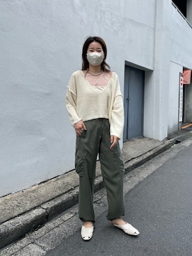 「カーキパンツ」｜mutsumi_lemageさん（レディース・164cm・20代）の夏コーディネート