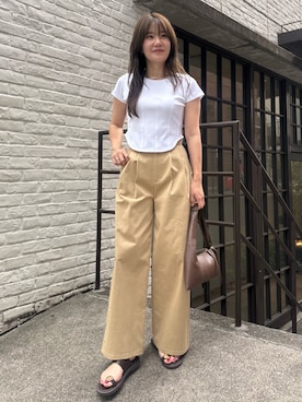 「CAPRICIEUX LE'MAGE（カプリシューレマージュ）のコルセットT（Tシャツ/カットソー、ホワイト系）」を使った、mutsumi_lemageさん（レディース・164cm）の春コーディネート