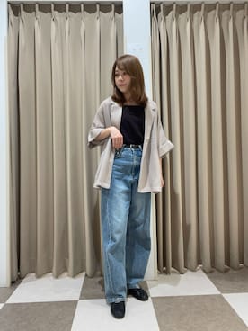 「ITEMS URBANRESEARCH（アイテムズ アーバンリサーチ）のメッシュ半袖ジャケット（その他アウター、ベージュ系）」を使った、Na_427さん（レディース・156cm）の夏コーディネート