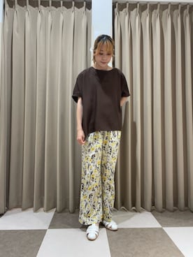 「ITEMS URBANRESEARCH（アイテムズ アーバンリサーチ）のREFINED LINEN ドルマンブラウス（シャツ/ブラウス、ブラウン系）」を使った、Na_427さん（レディース・156cm）の夏コーディネート