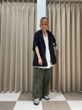 「ITEMS URBANRESEARCH（アイテムズ アーバンリサーチ）のシアードルマンジャケット（その他アウター、ブラック系）」を使った、Na_427さん（レディース・156cm）の夏コーディネート