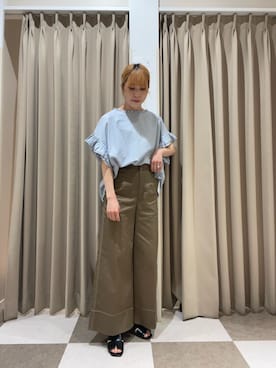 「ITEMS URBANRESEARCH（アイテムズ アーバンリサーチ）のダブルフリルブラウス（シャツ/ブラウス、その他）」を使った、Na_427さん（レディース・156cm）の夏コーディネート