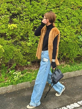 「リブタートルネック」｜yukoさん（レディース・168cm）の秋コーディネート