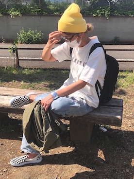 ニットキャップ ビーニー イエロー 黄色系 コーディネート Zozotown
