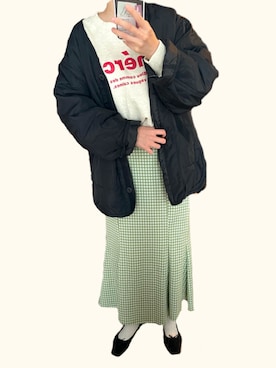 「w closet（ダブルクローゼット）のアイテム（その他アウター）」を使った、eiko.さん（レディース・162cm）の冬コーディネート