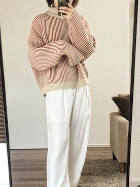 「ストライプニット」｜♡mizuki♡さん（レディース・163cm）の冬コーディネート