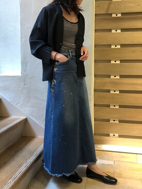 「REMME（レメ）のREMME(レメ)　 Vカットフラットパンプス（パンプス）」を使った、kiyomiさん（レディース・155cm）の夏コーディネート