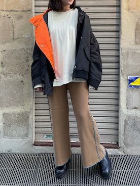 「EACH.（イーチ）のアイテム（パンツ）」を使った、kiyomiさん（レディース・155cm）の秋コーディネート