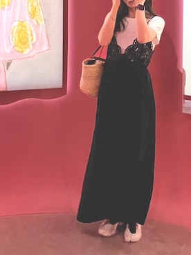 「ブラック×ホワイト」｜「アイテム（ワンピース/ドレス）」を使った、re*さん（レディース・167cm）の夏コーディネート