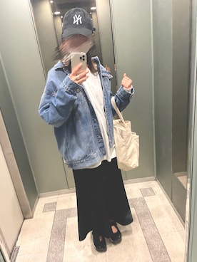 「DISCOAT（ディスコート）のアイテム（デニムジャケット）」を使った、re*さん（レディース・167cm）の春コーディネート