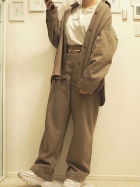 「UNIQLO（ユニクロ）のアイテム（セットアップ）」を使った、カフェ店員の出勤簿💭さん（レディース・160cm）の秋コーディネート