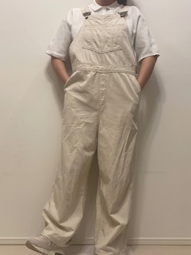 「淡色」｜「アイテム（オールインワン・サロペット）」を使った、カフェ店員の出勤簿💭さん（レディース・160cm）の秋コーディネート