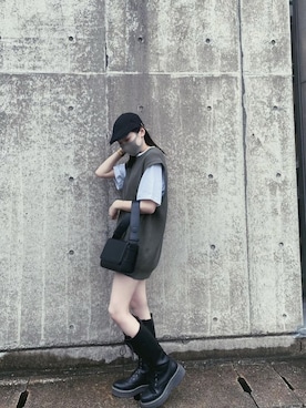 「ハンチング」｜「アイテム（ハンドバッグ）」を使った、塩んさん（レディース・152cm）の秋コーディネート