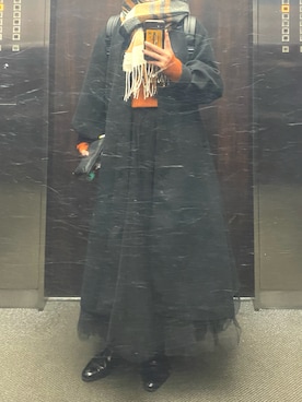 「リブニット」｜「アイテム（トレンチコート）」を使った、ぴよ美さん（レディース・168cm）の冬コーディネート