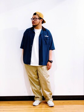 「Right-on（ライトオン）のアイテム（シャツ/ブラウス、グリーン系）」を使った、Yuta  さん（メンズ・173cm）の夏コーディネート