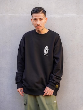 「Subciety（サブサエティ）のアイテム（スウェット）」を使った、Felipe Fumio Kikutaさん（メンズ・175cm）の春コーディネート