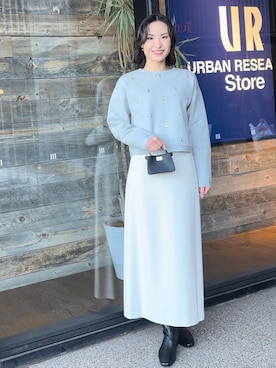 「オフホワイト」｜「アイテム（ブーツ）」を使った、Reiさん（レディース・163cm）の冬コーディネート