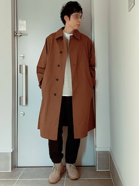 「チョコ色に染まれ」｜「アイテム（ステンカラーコート）」を使った、Nitamaさん（メンズ・171cm）の秋コーディネート