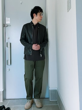 「HARE（ハレ）のアイテム（ライダースジャケット）」を使った、Nitamaさん（メンズ・171cm）の秋コーディネート