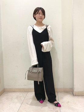 「LOWELL things（ロウェル　シングス）のLegacy/レザー2WAYオープントートバッグ mini（トートバッグ）」を使った、kanaさん（レディース・151cm）の秋コーディネート