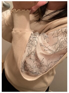 「GU（ジーユー）のアイテム（ニット/セーター、ベージュ系）」を使った、루리(RURI)さん（レディース・148cm）の冬コーディネート