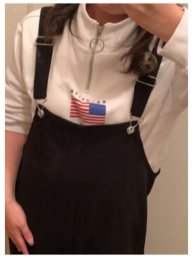 「Samansa Mos2（サマンサ モスモス）のアイテム（オールインワン・サロペット、ブラック系）」を使った、루리(RURI)さん（レディース・148cm）の冬コーディネート