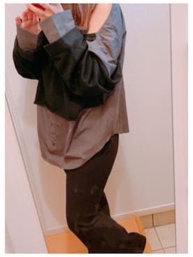 「EMODA（エモダ）のアイテム（スウェット、ブラック系）」を使った、루리(RURI)さん（レディース・148cm）の春コーディネート