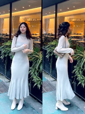 「アイテム（ワンピース/ドレス、グリーン系）」を使った、cii(*¯︶¯*)さん（レディース・165cm）の夏コーディネート