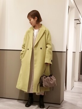 「カラーコート」｜「アイテム（ワンピース/ドレス）」を使った、namiさん（レディース・156cm）の秋コーディネート