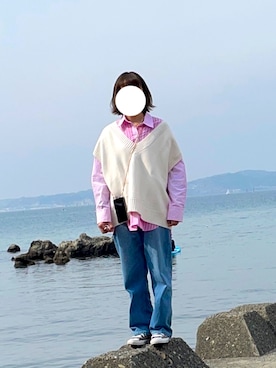 「H&M（エイチ・アンド・エム）のアイテム（ベスト、ホワイト系）」を使った、皐月さん（レディース・163cm）の春コーディネート