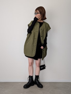 「アイテム（ノーカラージャケット）」を使った、HALさん（レディース・162cm）の冬コーディネート