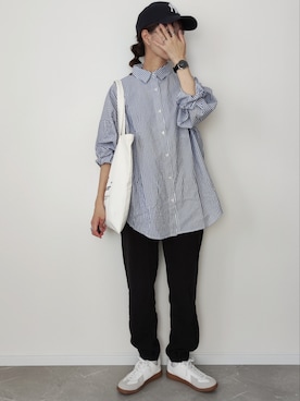 「ジャーマントレーナー」｜「アイテム（スウェットパンツ）」を使った、HALさん（レディース・162cm）の秋コーディネート